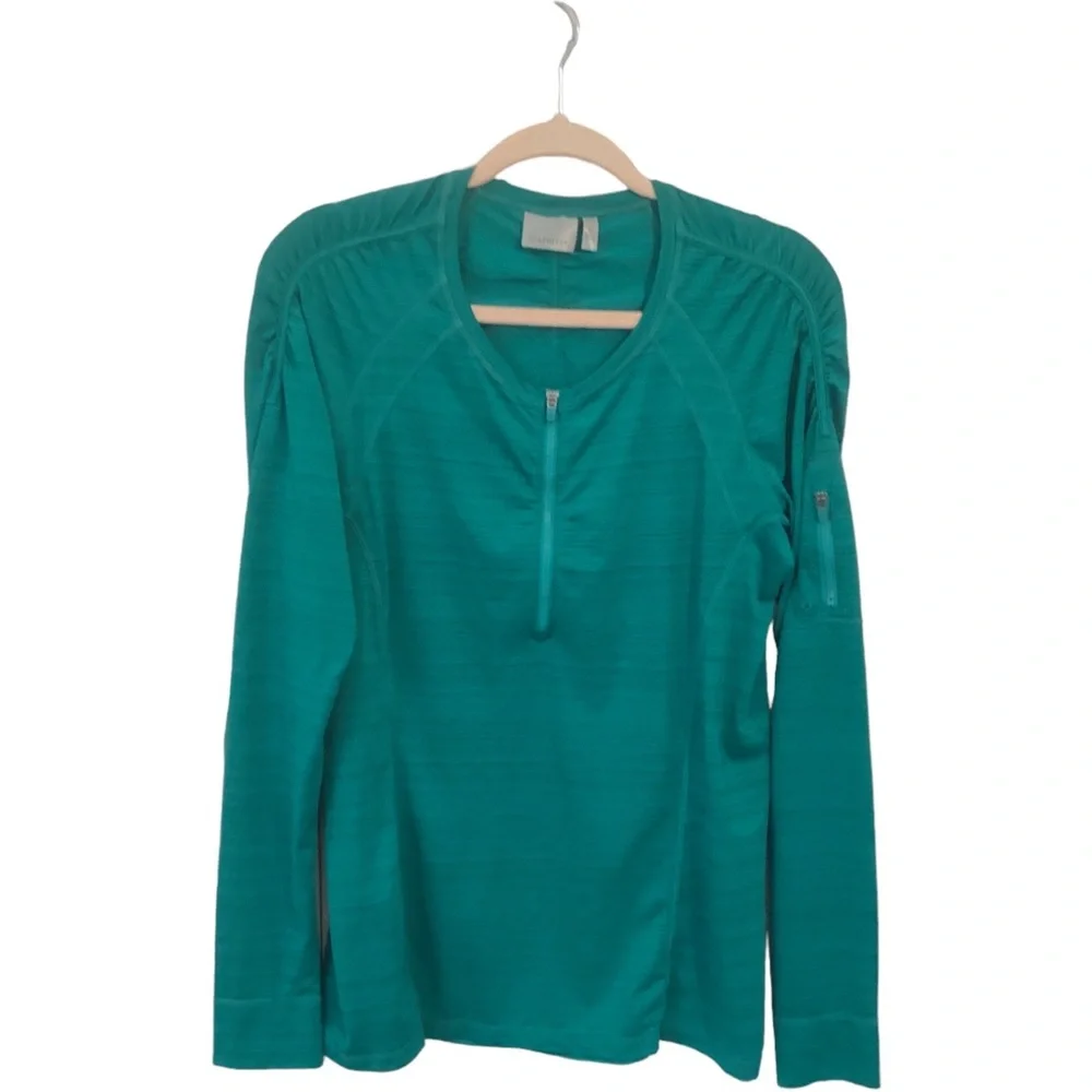 Athleta Women’s Long Sleeve Pullover 1/4 Zip Green Athletic Shirt Activewear XL - Picture 1 of 15